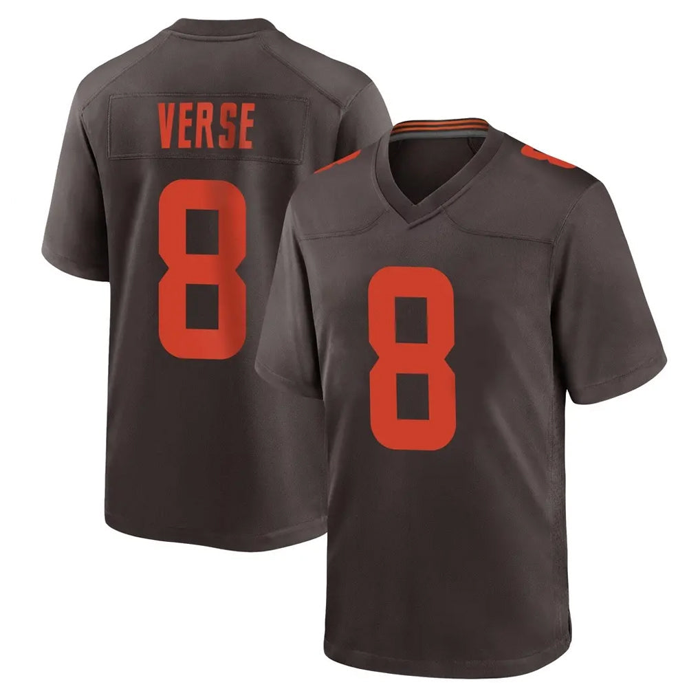 Elroe C.Browns #8 Jared Verse Player Brown Alternate Home Game Stitched Jerseys