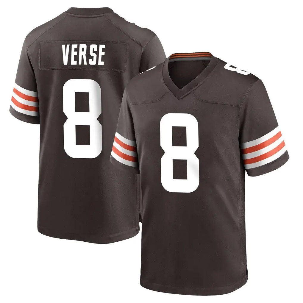 Elroe C.Browns #8 Jared Verse Player Brown Home Game Stitched Jerseys