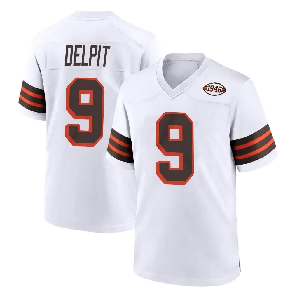 Elroe C.Browns #9 Grant Delpit Player White Alternate Home Game Stitched Jerseys
