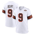 Elroe C.Browns #9 Grant Delpit Player White Alternate Home Game Stitched Jerseys