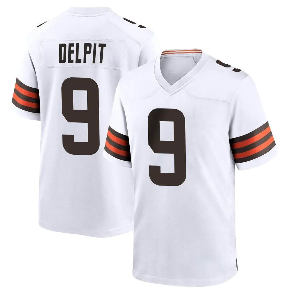 Elroe C.Browns #9 Grant Delpit Player White Home Game Stitched Jerseys