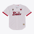 Elroe C.Bulls Mitchell & Ness White Head Coach Pinstripe Mesh Full-Button Baseball Jerseys