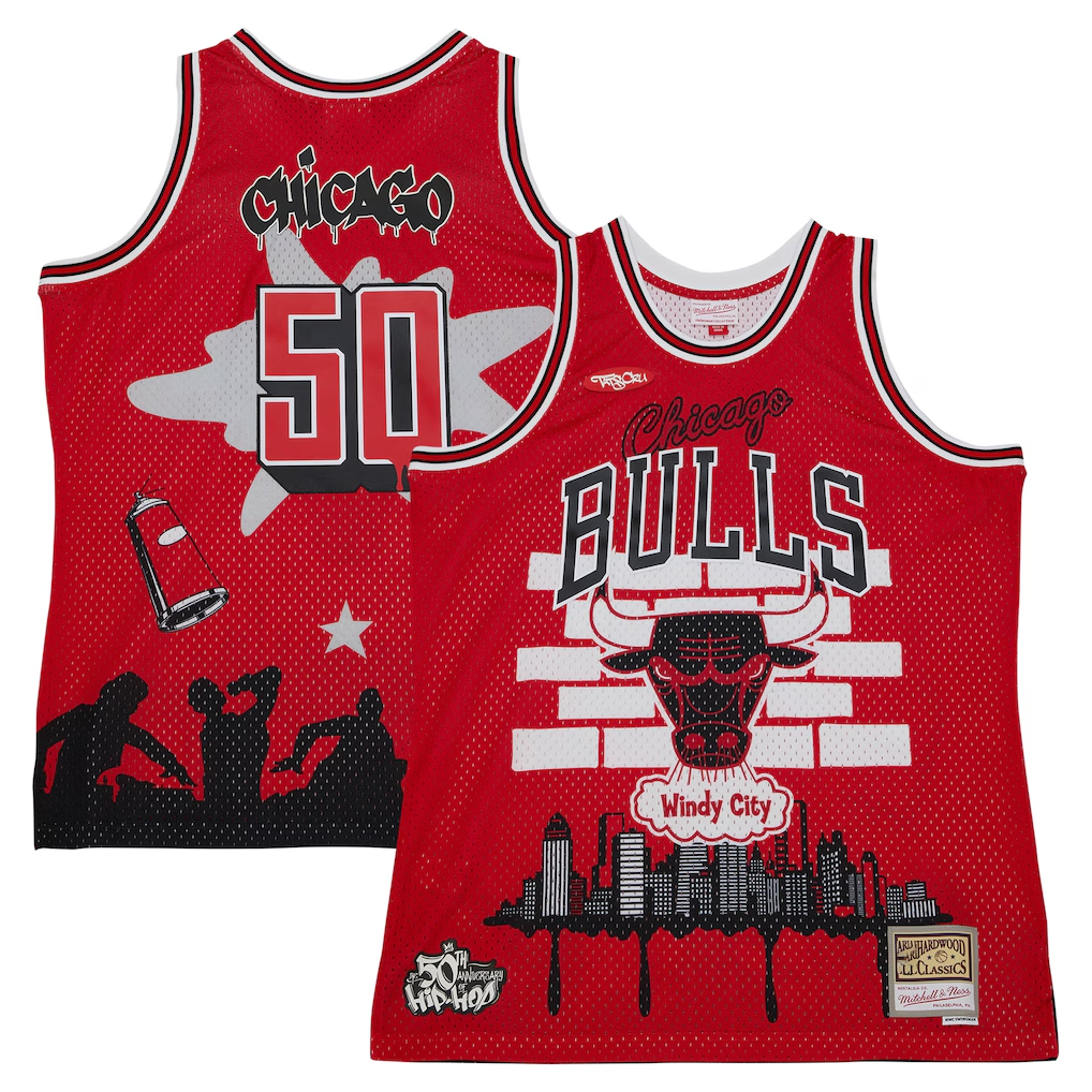 Elroe C.Bulls Mitchell & Ness x Tats Cru Red Hardwood Classics Fashion Jerseys