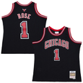 Elroe C.Bulls #1 Derrick Rose Mitchell & Ness Black Big & Tall 2010-11 Swingman Jerseys
