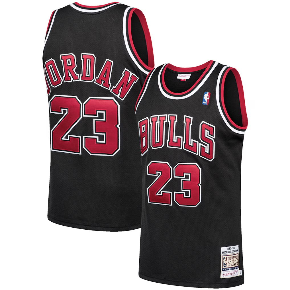 Elroe C.Bulls #23 Michael Jordan Mitchell & Ness Black 1997-98 Hardwood Classics Authentic Jerseys