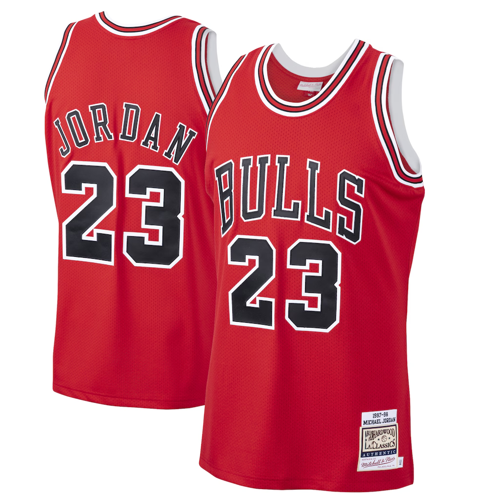 Elroe C.Bulls #23 Michael Jordan Mitchell & Ness Scarlet 1997-98 Hardwood Classics Authentic Jerseys