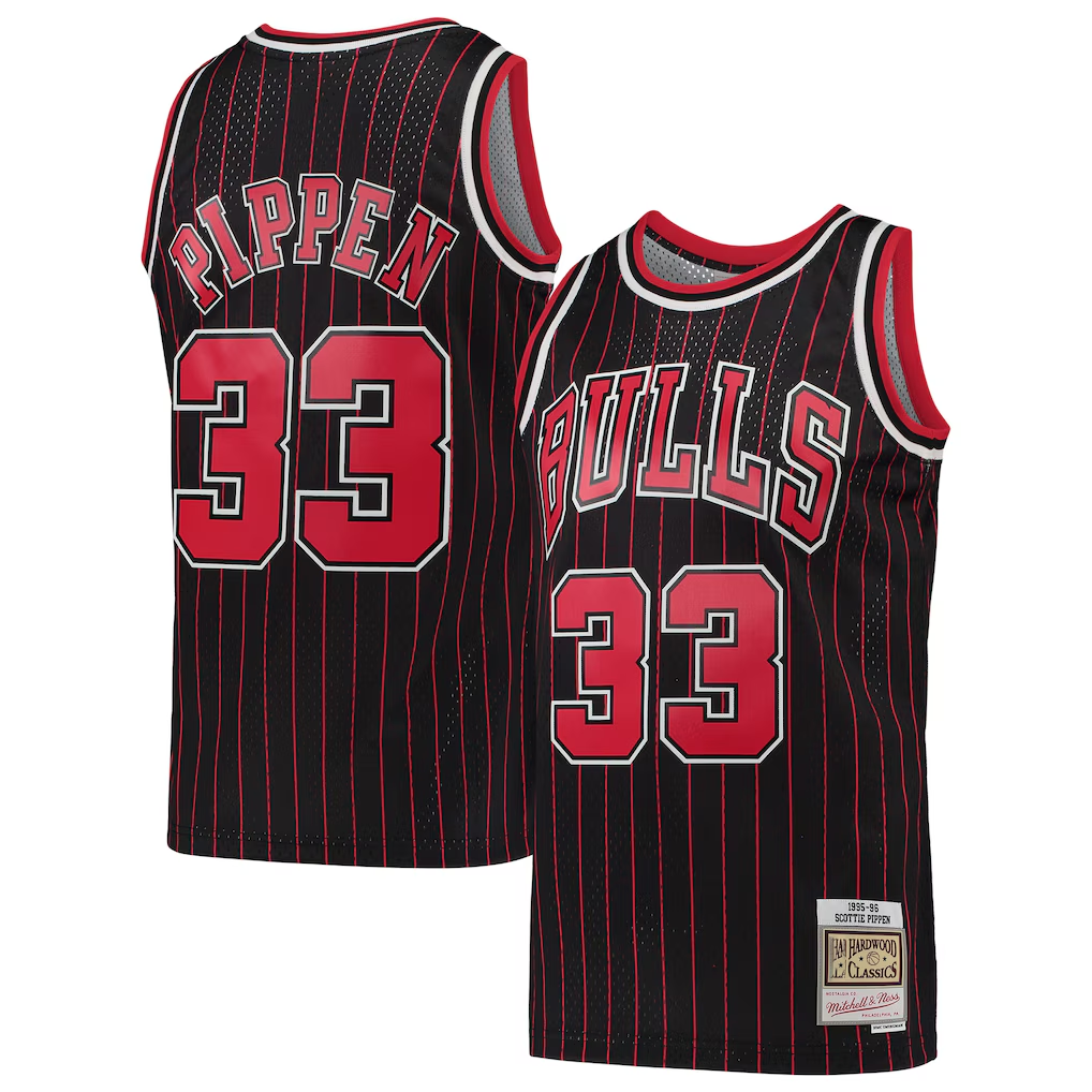 Elroe C.Bulls #33 Scottie Pippen Mitchell & Ness Black Hardwood Classics Swingman Jerseys