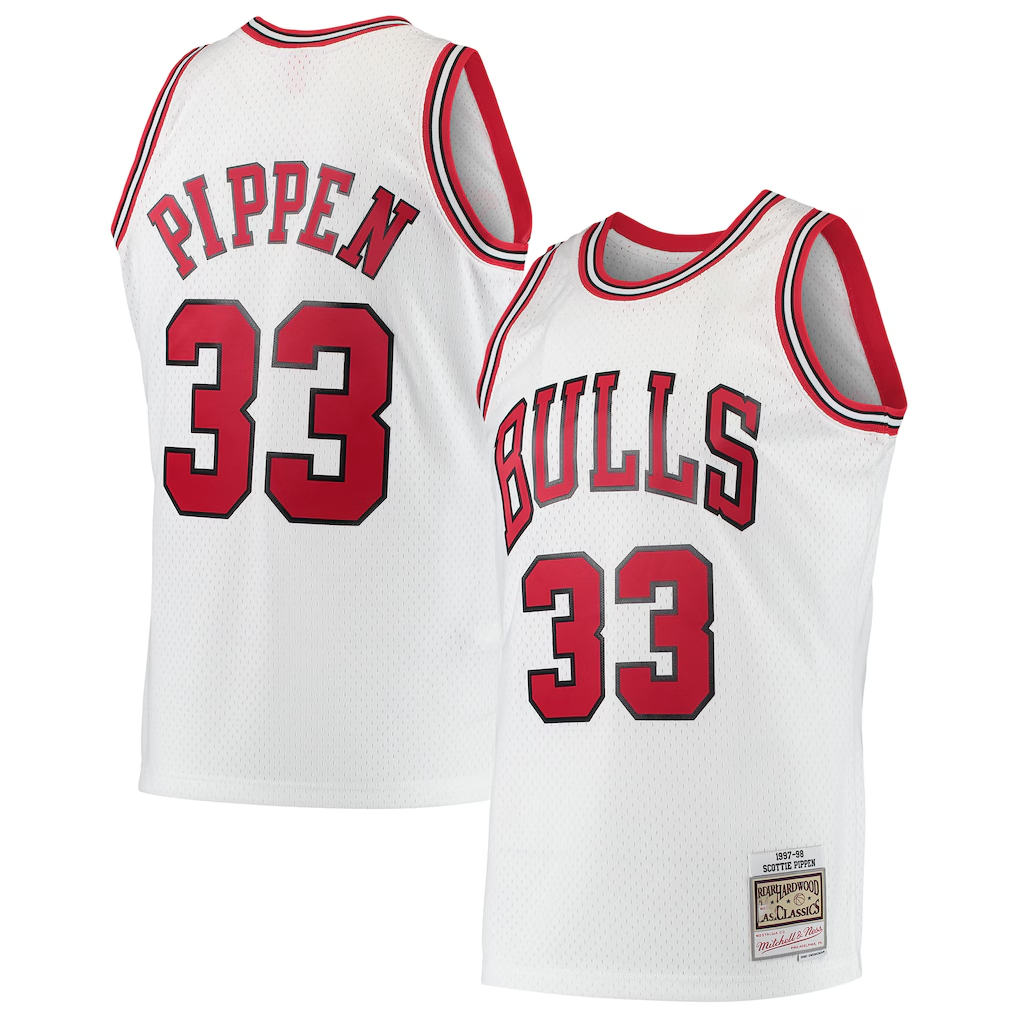 Elroe C.Bulls #33 Scottie Pippen Mitchell & Ness White Hardwood Classics Swingman Jerseys