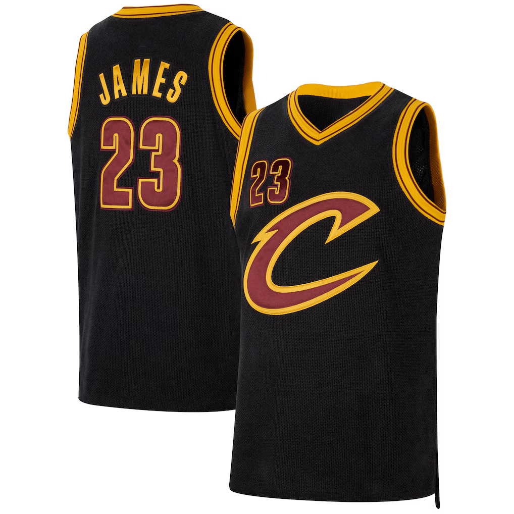 Elroe C.Cavaliers #23 LeBron James Black Forever King Authentic Jerseys