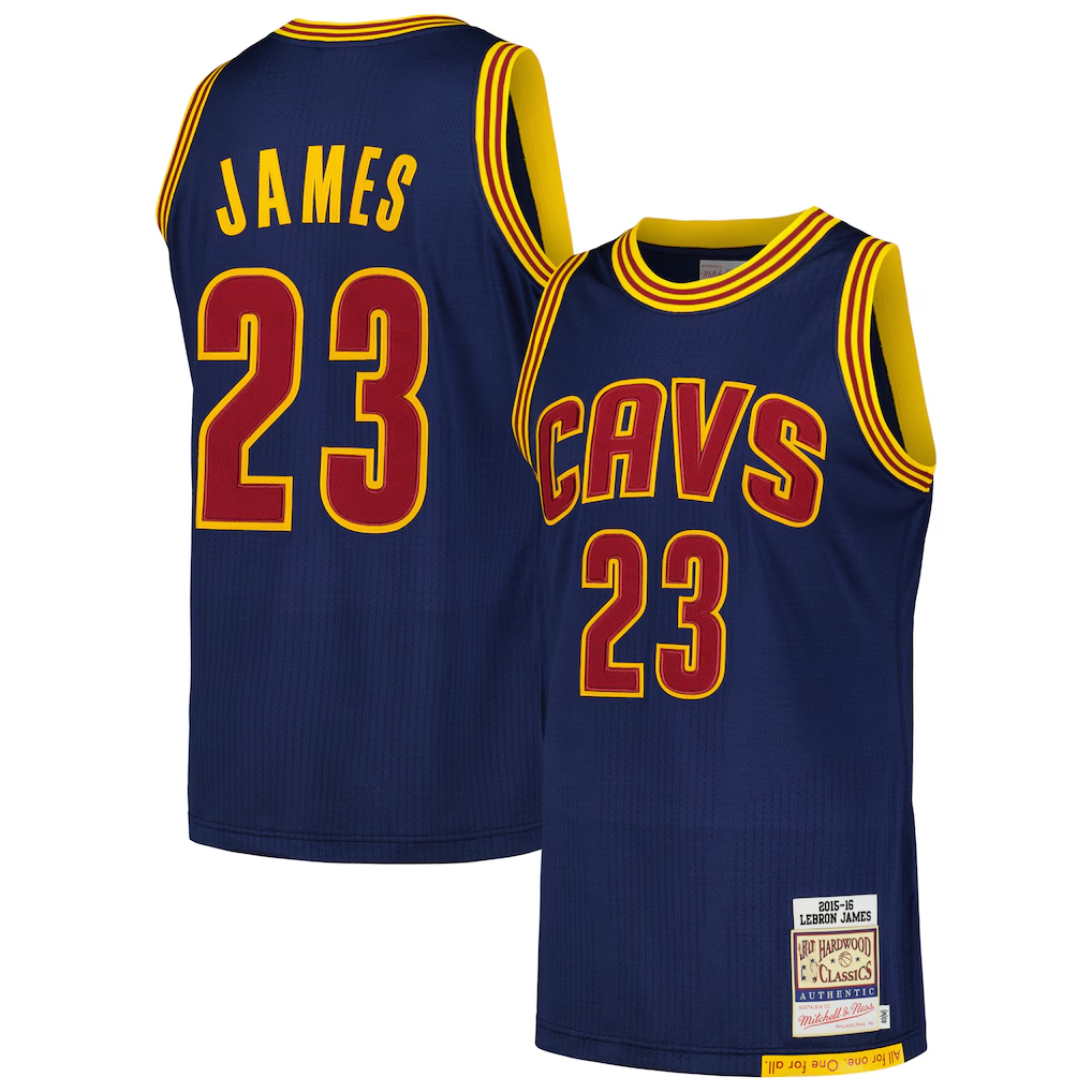 Elroe C.Cavaliers #23 LeBron James Mitchell & Ness Navy 201516 Hardwood Classics Authentic Jerseys