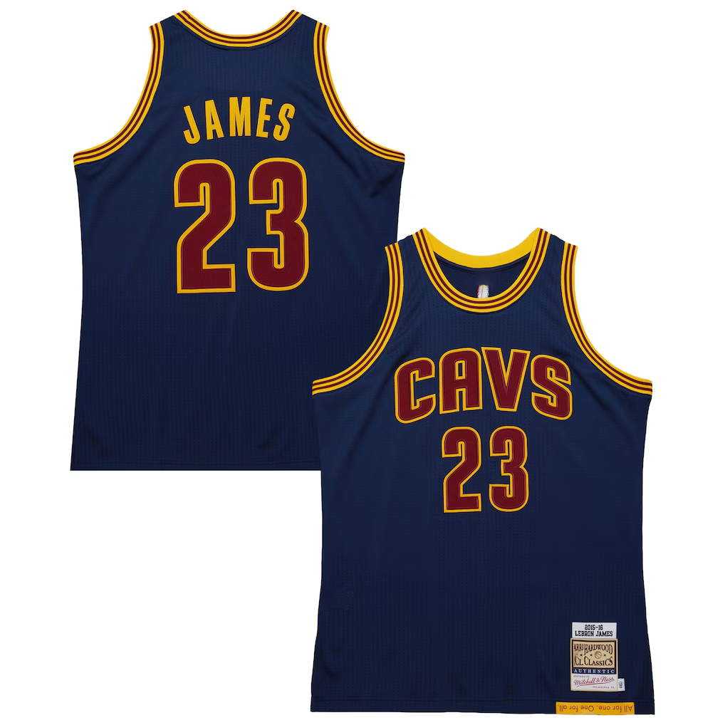 Elroe C.Cavaliers #23 LeBron James Mitchell & Ness Navy Big & Tall 201516 Swingman Jerseys