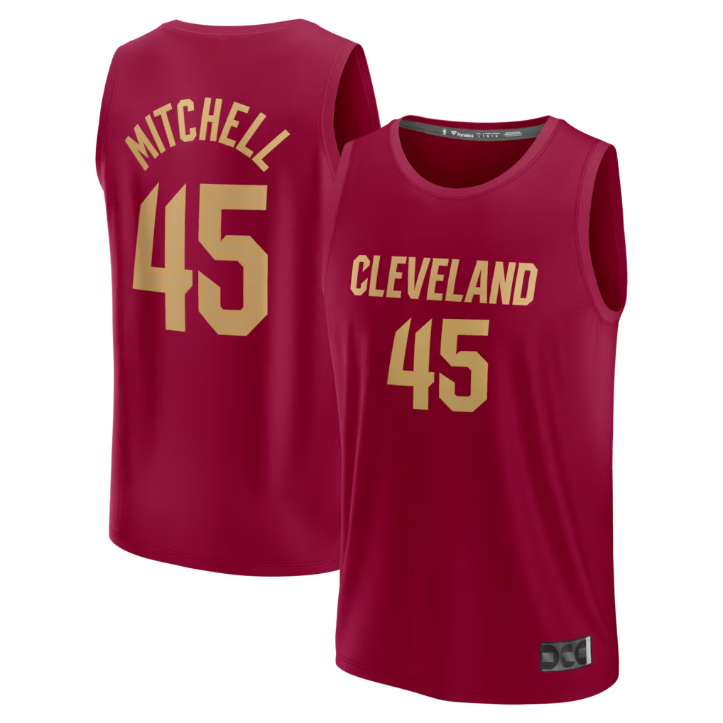 Elroe C.Cavaliers #45 Donovan Mitchell Wine Fast Break Replica Jerseys - Icon Edition