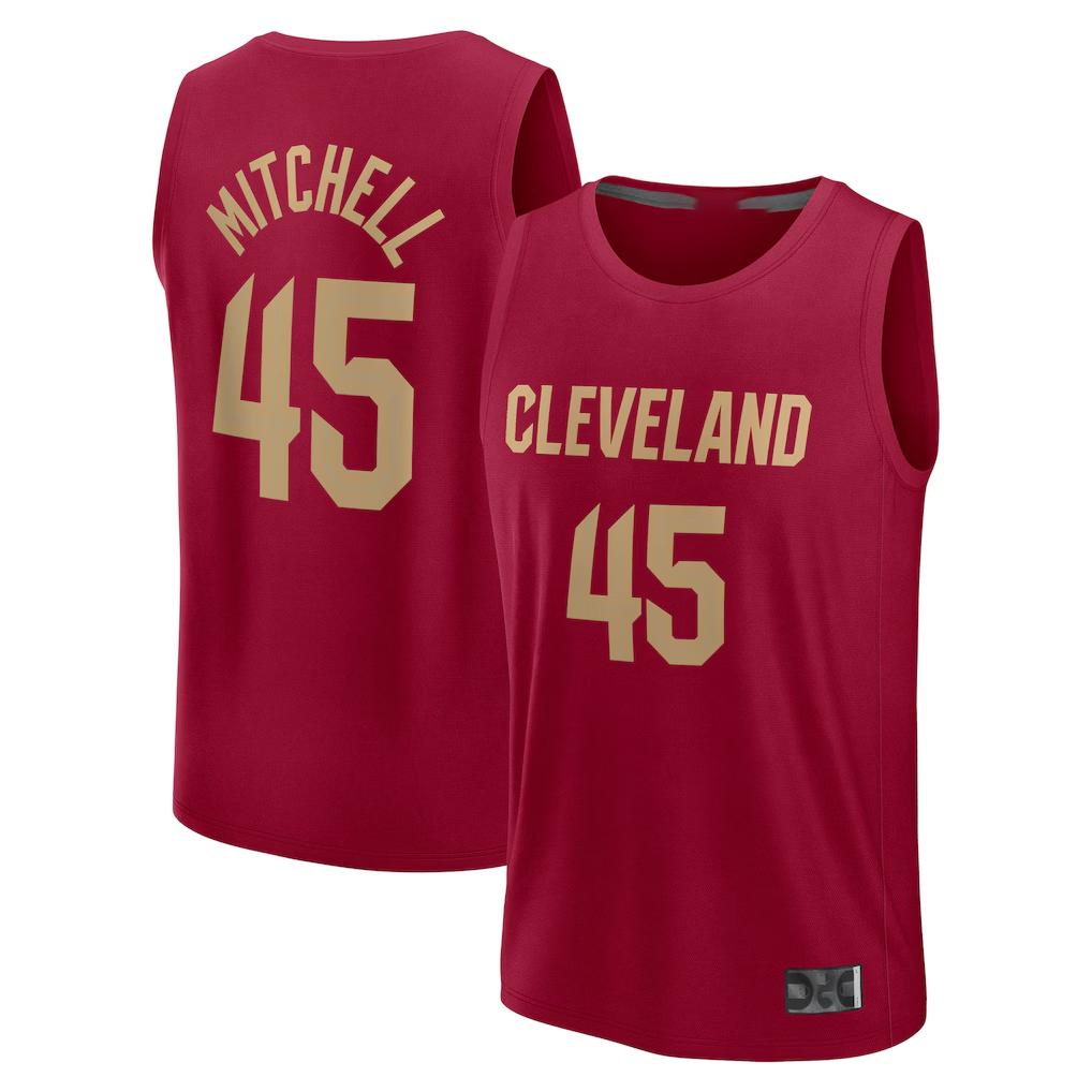 Elroe C.Cavaliers #45 Donovan Mitchell Wine Fast Break Replica Player Jerseys - Icon Edition