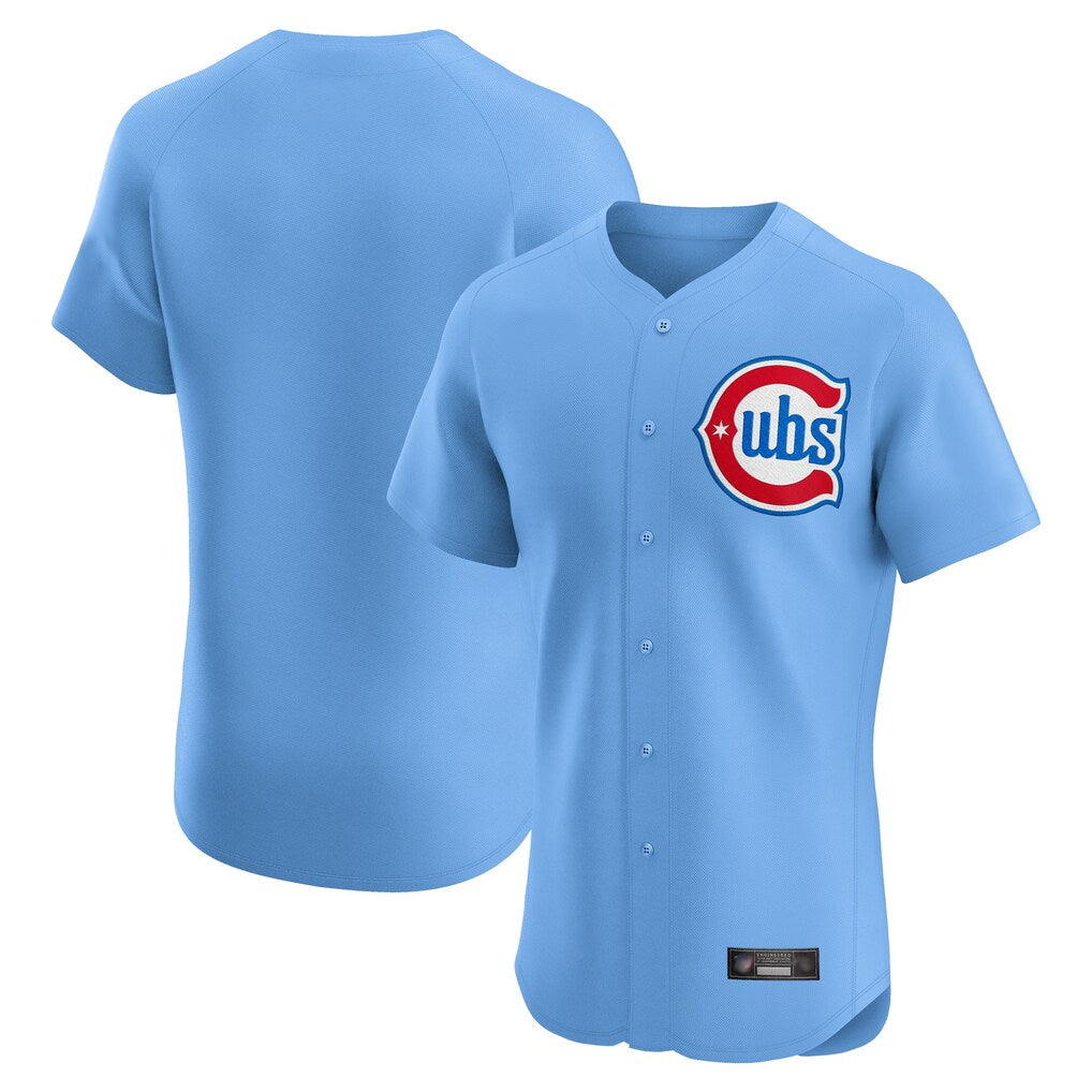Elroe C.Cubs Light Blue Limited Elite Home Game Blank Player Stitched Jerseys