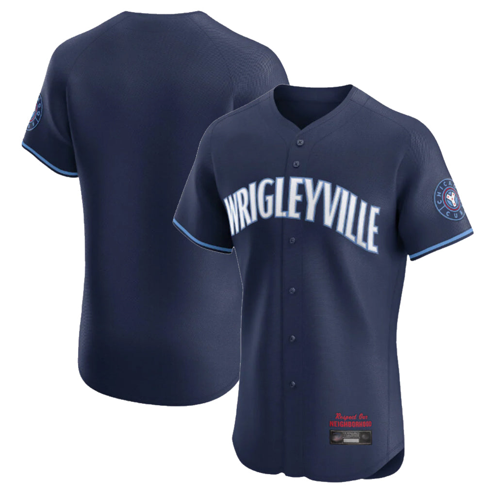 Elroe C.Cubs Navy City Connect Limited Elite Home Game Blank Player Stitched Jerseys