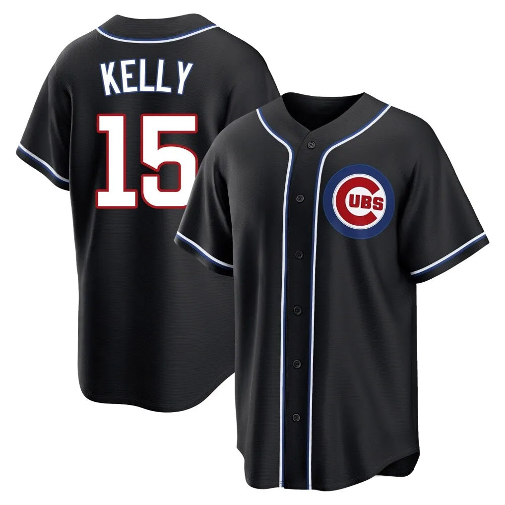Elroe C.Cubs #15 Carson Kelly Player Black Fashion Out Game Stitched Jerseys