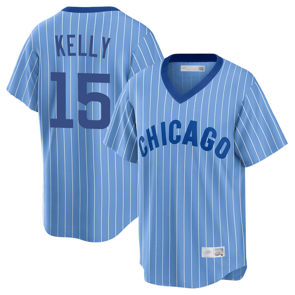 Elroe C.Cubs #15 Carson Kelly Player Blue T-shirt Cooperstown Collection Limited Stitched Jerseys
