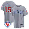 Elroe C.Cubs #15 Carson Kelly Player Gray 150th Anniversary Home Game Stitched Jerseys