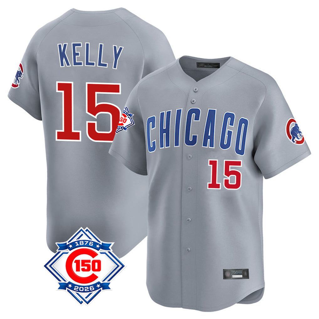 Elroe C.Cubs #15 Carson Kelly Player Gray Road 150th Anniversary Limited Home Stitched Jerseys