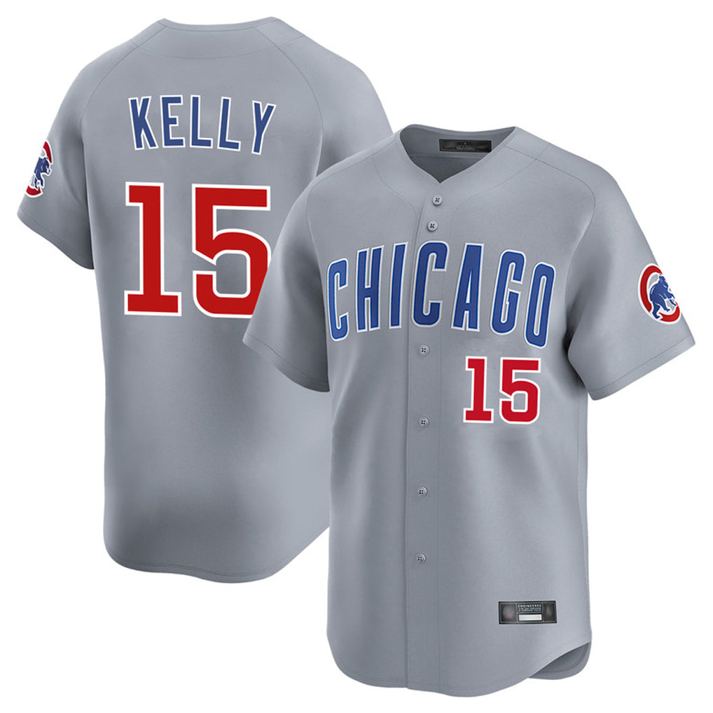 Elroe C.Cubs #15 Carson Kelly Player Gray Road Limited Home Stitched Jerseys
