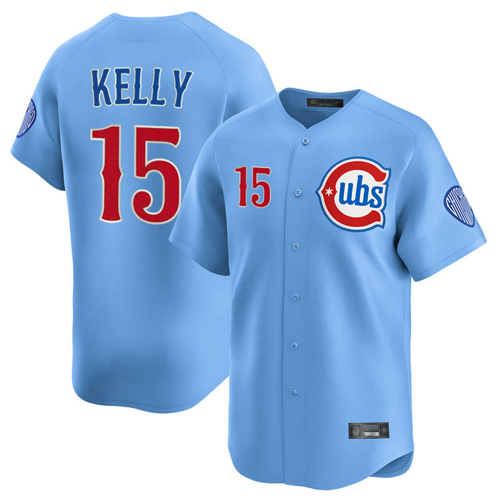 Elroe C.Cubs #15 Carson Kelly Player Light Blue Limited Home Stitched Jerseys