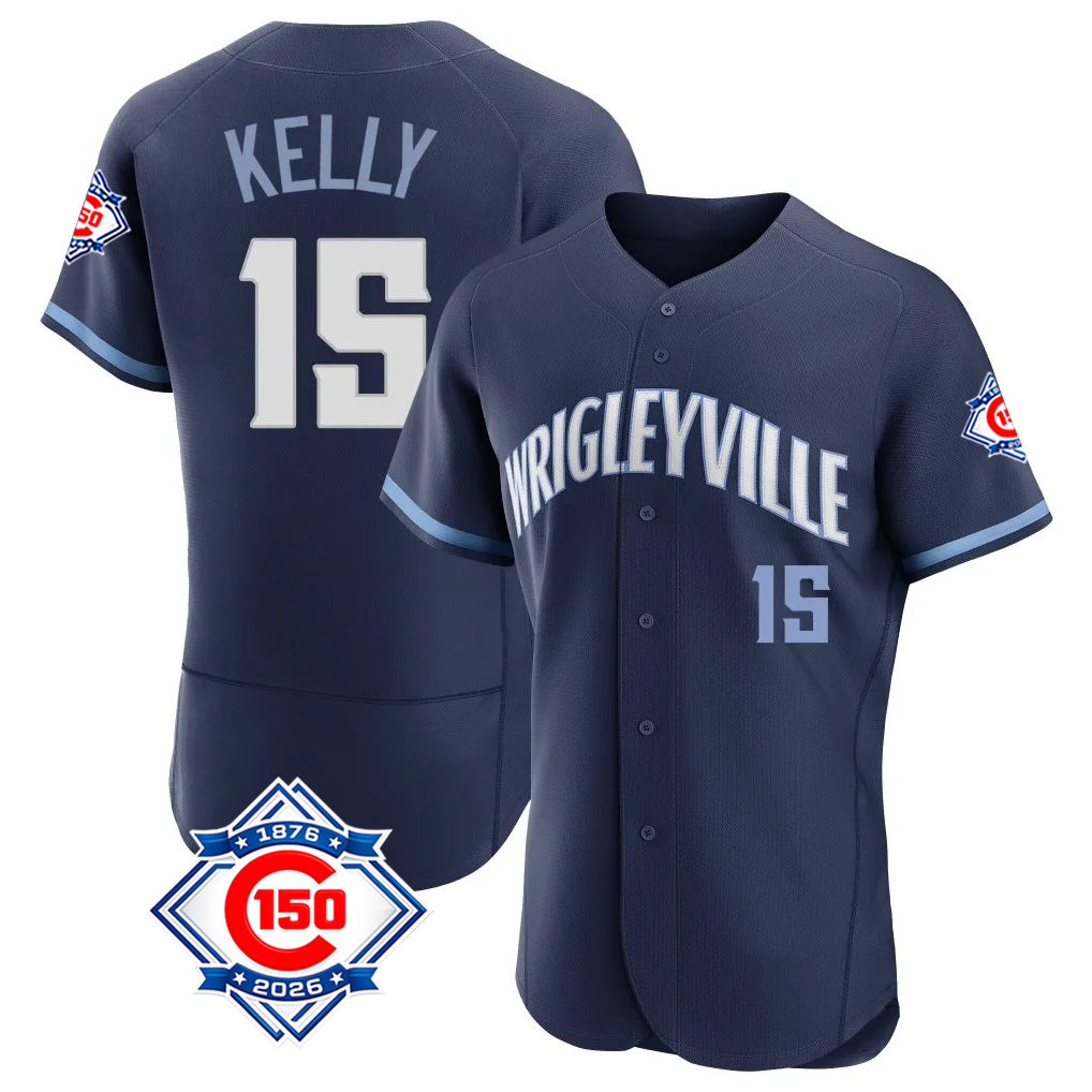 Elroe C.Cubs #15 Carson Kelly Player Navy City Connect 150th Anniversary Limited Elite Home Stitched Jerseys