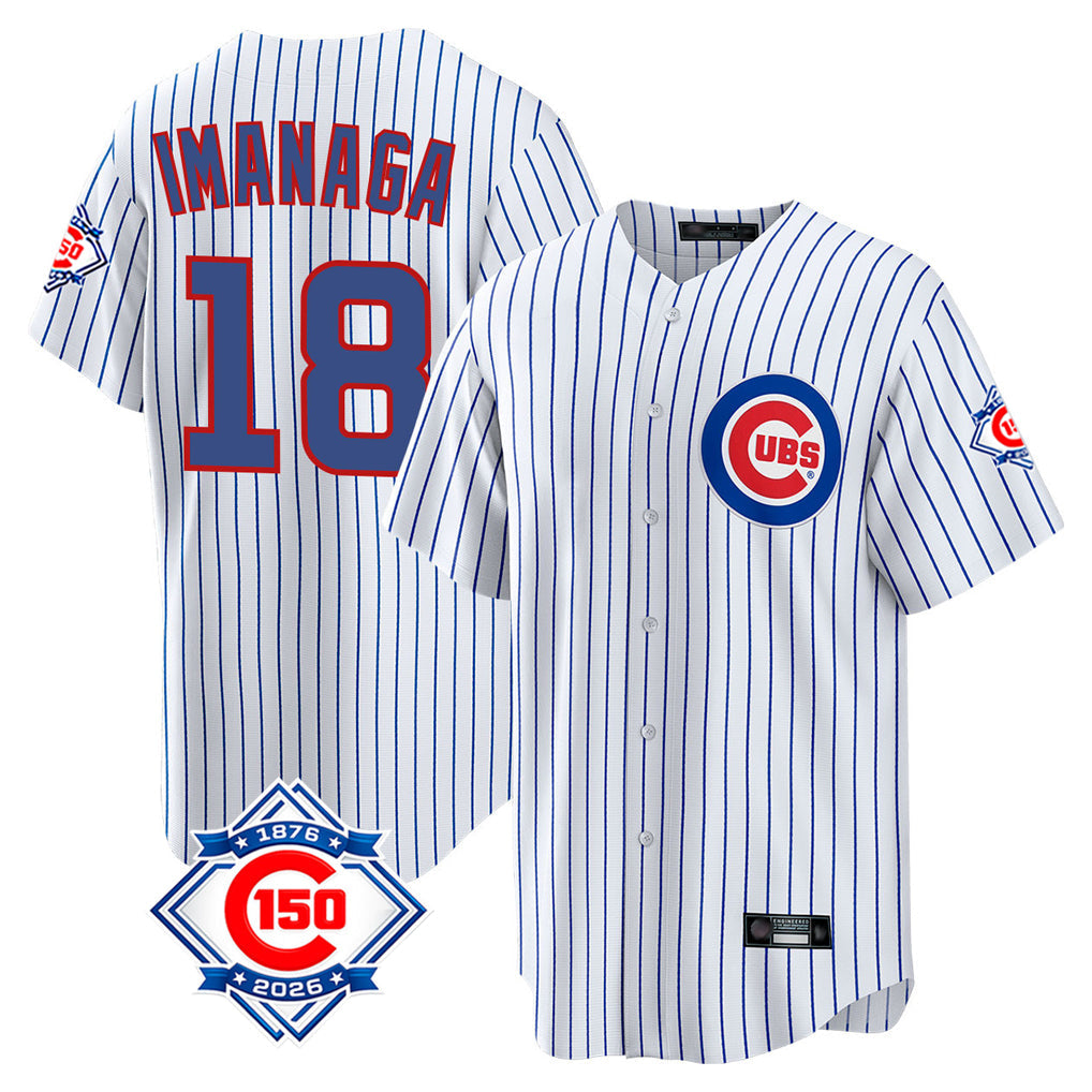 Elroe C.Cubs #18 Shota Imanaga Player White 150th Anniversary Home Game Stitched Jerseys