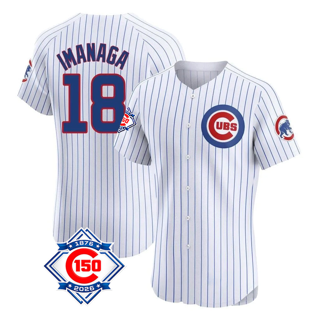 Elroe C.Cubs #18 Shota Imanaga Player White 150th Anniversary Limited Elite Home Game Stitched Jerseys