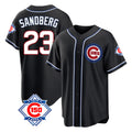 Elroe C.Cubs #23 Ryne Sandberg Player Black Fashion Out 150th Anniversary Game Stitched Jerseys