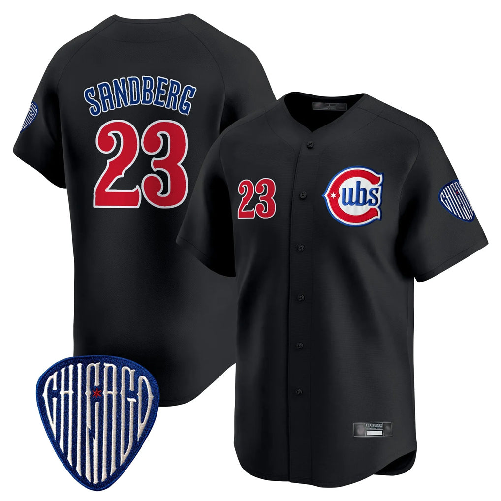 Elroe C.Cubs #23 Ryne Sandberg Player Black Vapor Premier Limited Home Stitched Jerseys