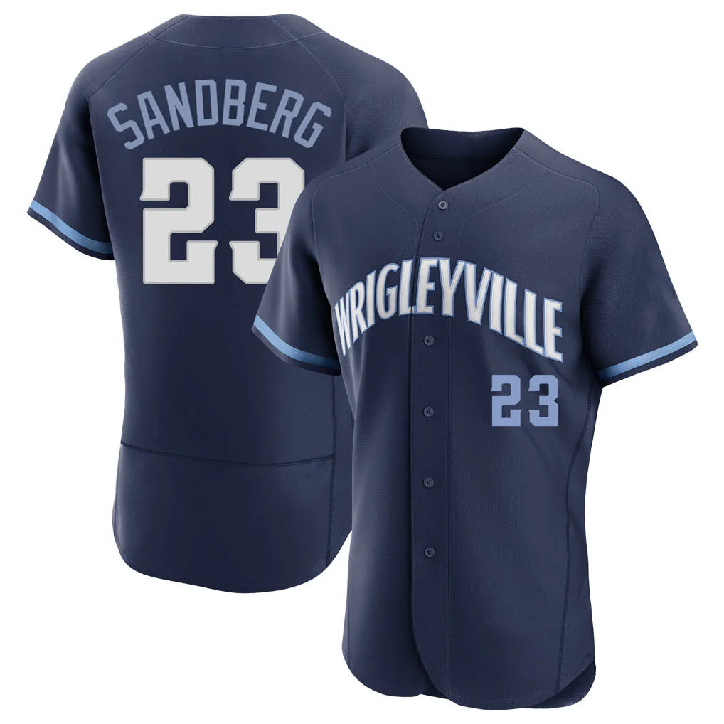 Elroe C.Cubs #23 Ryne Sandberg Player Navy City Connect Limited Elite Home Stitched Jerseys