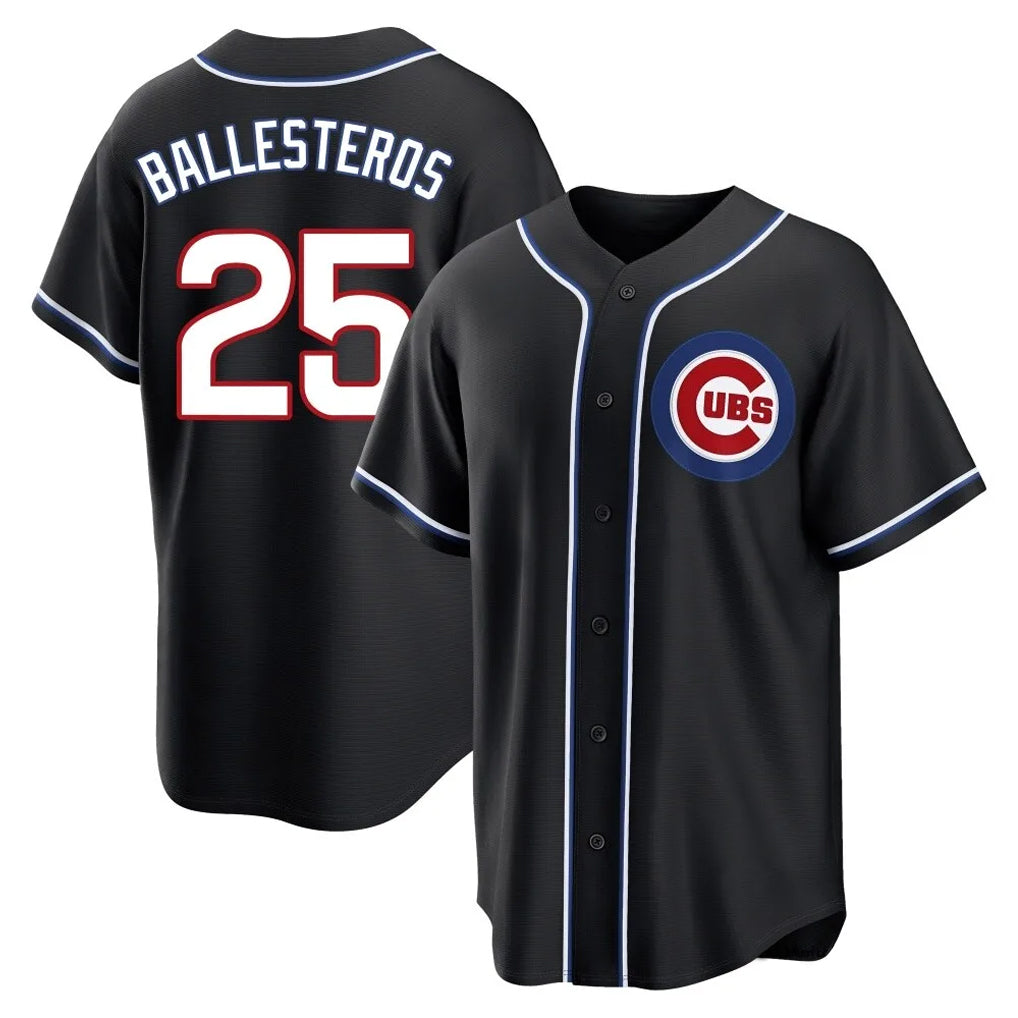 Elroe C.Cubs #25 Mois¡§|s Ballesteros Player Black Fashion Out Game Stitched Jerseys