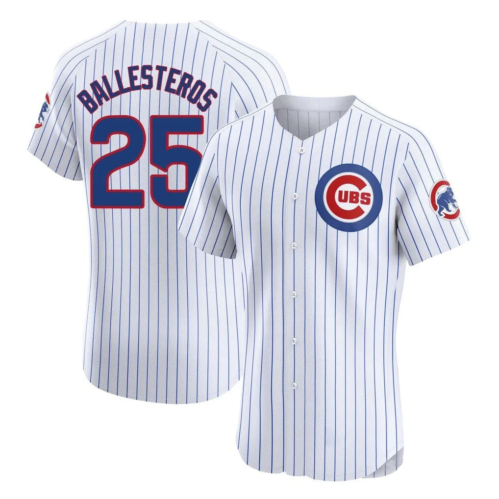 Elroe C.Cubs #25 Mois¡§|s Ballesteros Player White Limited Elite Home Game Stitched Jerseys