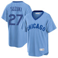 Elroe C.Cubs #27 Seiya Suzuki Player Blue T-shirt Cooperstown Collection Limited Stitched Jerseys