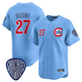 Elroe C.Cubs #27 Seiya Suzuki Player Blue Vapor Premier Limited Home Stitched Jerseys