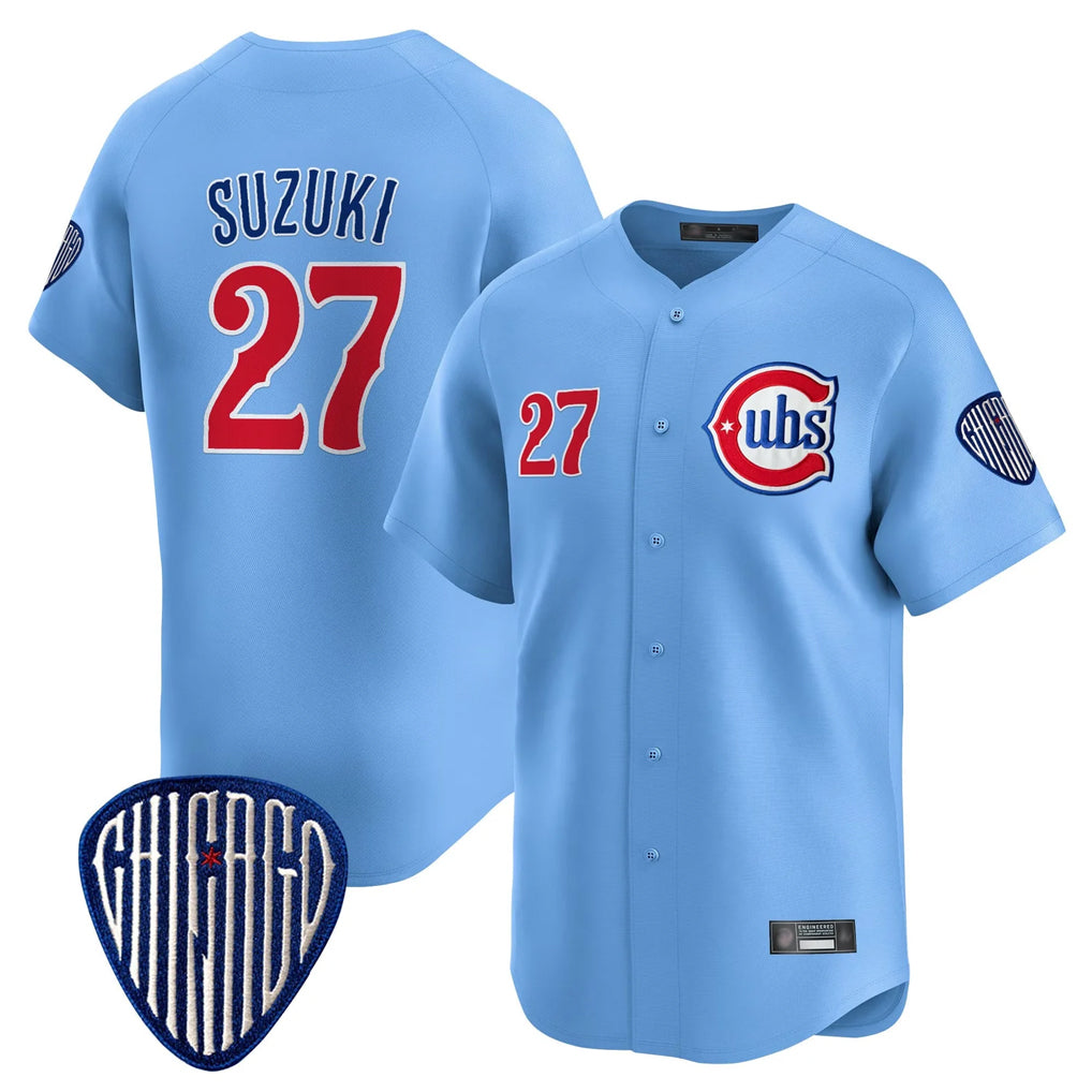 Elroe C.Cubs #27 Seiya Suzuki Player Blue Vapor Premier Limited Home Stitched Jerseys