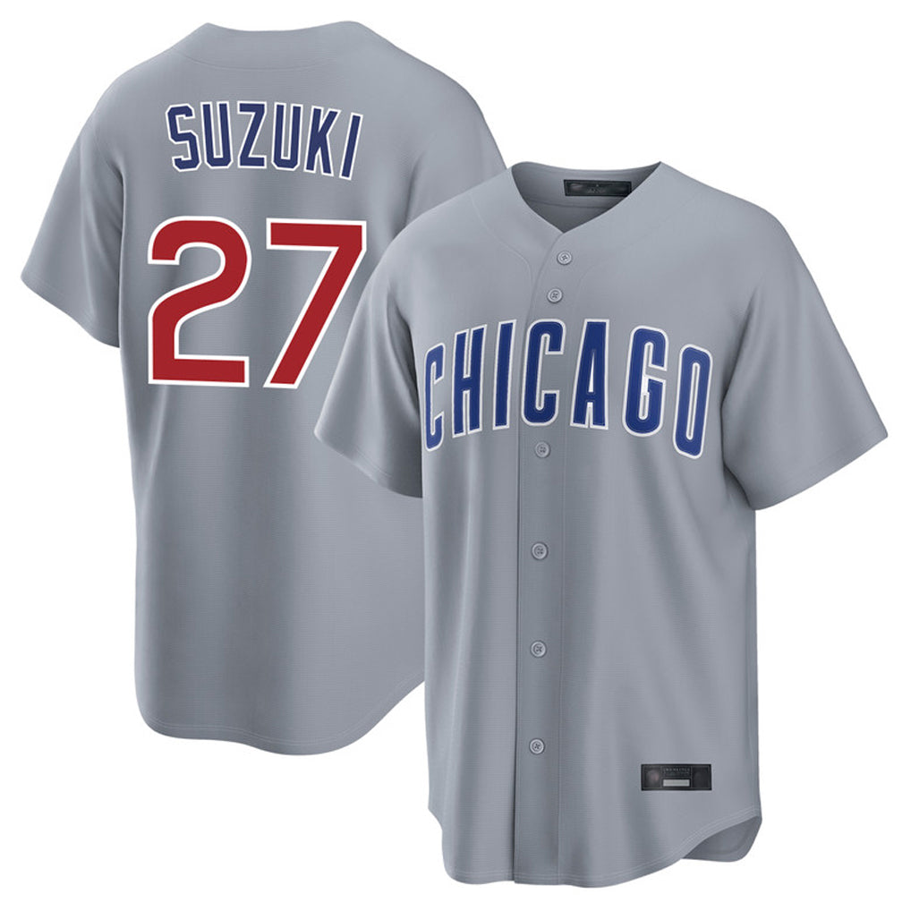 Elroe C.Cubs #27 Seiya Suzuki Player Gray Home Game Stitched Jerseys