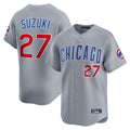 Elroe C.Cubs #27 Seiya Suzuki Player Gray Road Limited Home Stitched Jerseys