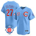 Elroe C.Cubs #27 Seiya Suzuki Player Light Blue 150th Anniversary Limited Home Stitched Jerseys