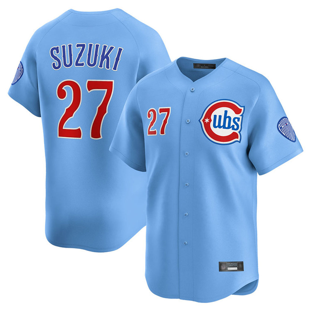 Elroe C.Cubs #27 Seiya Suzuki Player Light Blue Limited Home Stitched Jerseys