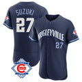 Elroe C.Cubs #27 Seiya Suzuki Player Navy City Connect 150th Anniversary Limited Elite Home Stitched Jerseys