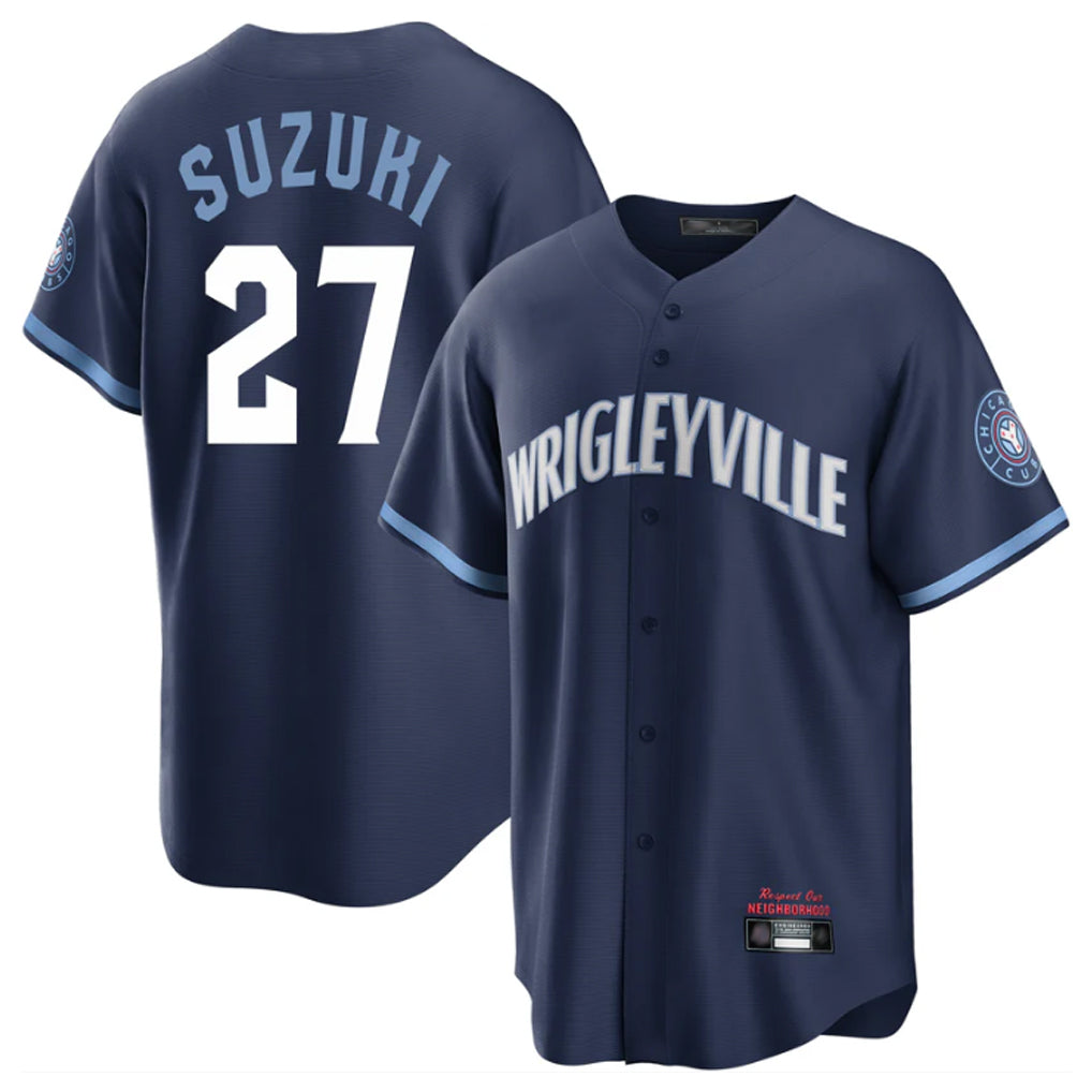 Elroe C.Cubs #27 Seiya Suzuki Player Navy City Connect Home Game Stitched Jerseys