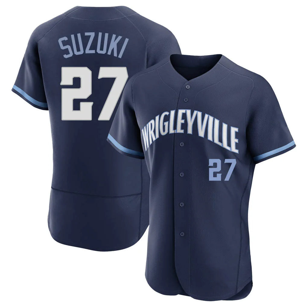 Elroe C.Cubs #27 Seiya Suzuki Player Navy City Connect Limited Elite Home Stitched Jerseys