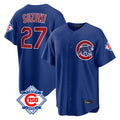 Elroe C.Cubs #27 Seiya Suzuki Player Royal 150th Anniversary Home Game Stitched Jerseys