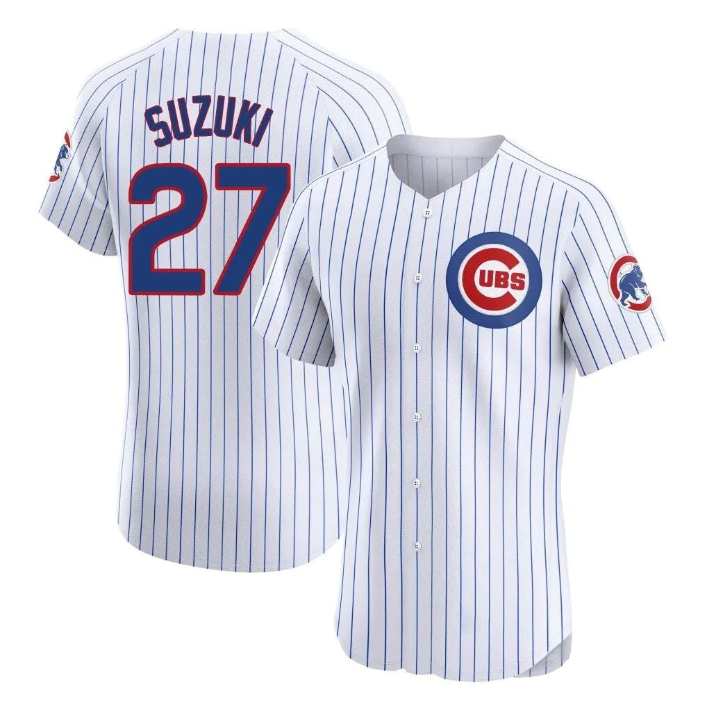 Elroe C.Cubs #27 Seiya Suzuki Player White Limited Elite Home Game Stitched Jerseys