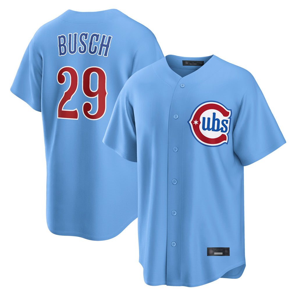 Elroe C.Cubs #29 Michael Busch Player Light Blue Home Game Stitched Jerseys