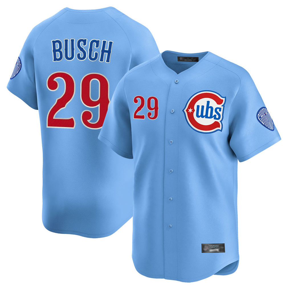 Elroe C.Cubs #29 Michael Busch Player Light Blue Limited Home Stitched Jerseys