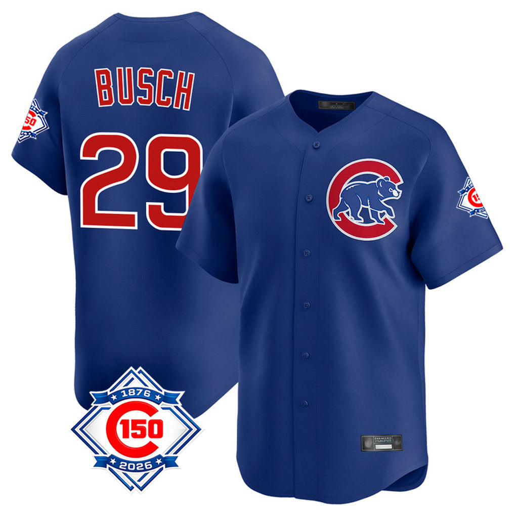Elroe C.Cubs #29 Michael Busch Player Royal 150th Anniversary Limited Home Stitched Jerseys