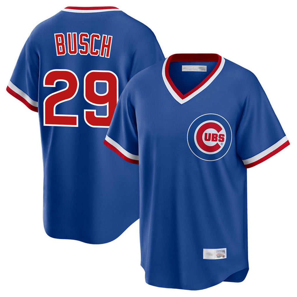 Elroe C.Cubs #29 Michael Busch Player Royal T-shirt Cooperstown Collection Limited Stitched Jerseys