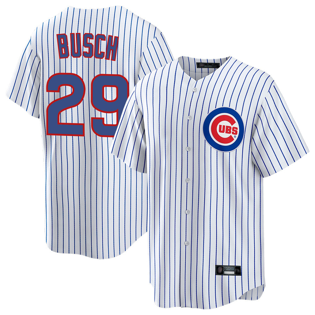 Elroe C.Cubs #29 Michael Busch Player White Game Home Stitched Jerseys
